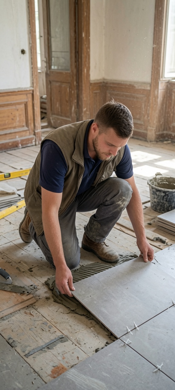 Brunner Böden &mdash; Benjamin Brunner bei der Arbeit (KI-bearbeitete Abbildung)