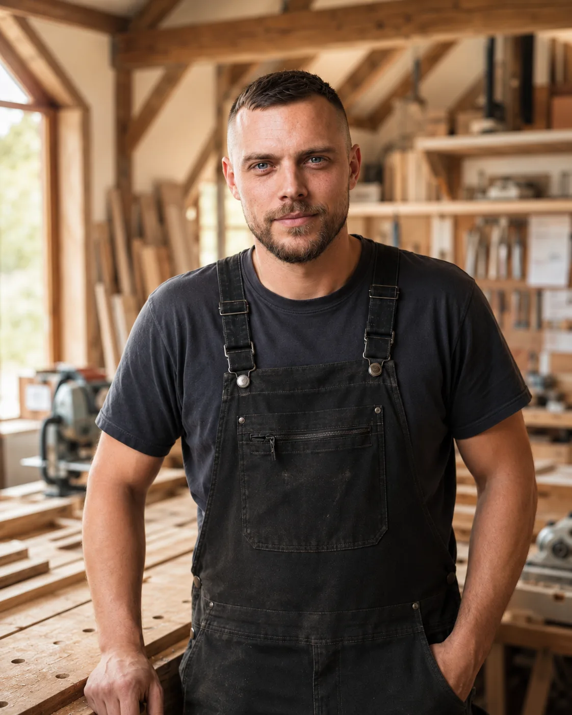 Brunner Böden &mdash; Bodenleger Benjamin Brunner bei der Arbeit (KI-bearbeitete Abbildung)